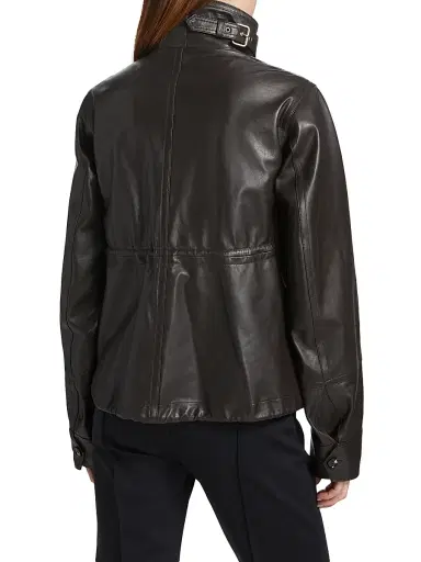 Co Women's Leather Military Jacket - Chocolate | Thumbnail 5 Co Women's Leather Military Jacket - Chocolate | Thumbnail 5