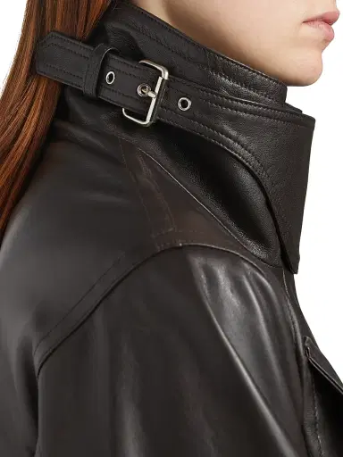 Co Women's Leather Military Jacket - Chocolate | Thumbnail 6 Co Women's Leather Military Jacket - Chocolate | Thumbnail 6