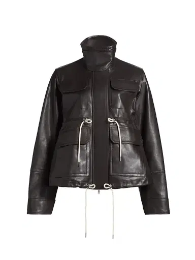 Co Women's Leather Military Jacket - Chocolate | Thumbnail 1 Co Women's Leather Military Jacket - Chocolate | Thumbnail 1