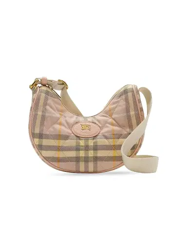 Burberry Women's Check Horseshoe Crossbody Bag - Teacup | Thumbnail 1 Burberry Women's Check Horseshoe Crossbody Bag - Teacup | Thumbnail 1