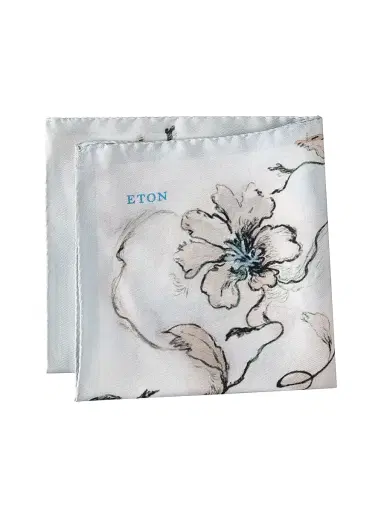 Eton Men's Floral Silk Pocket Square - Blue | Thumbnail 2 Eton Men's Floral Silk Pocket Square - Blue | Thumbnail 2