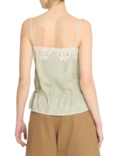 Chloé Women's Lace-Trimmed Silk Drawstring Tank - Clear Green | Thumbnail 5 Chloé Women's Lace-Trimmed Silk Drawstring Tank - Clear Green | Thumbnail 5