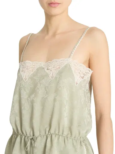 Chloé Women's Lace-Trimmed Silk Drawstring Tank - Clear Green | Thumbnail 6 Chloé Women's Lace-Trimmed Silk Drawstring Tank - Clear Green | Thumbnail 6