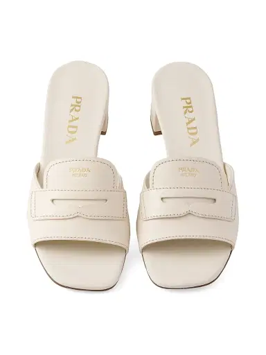 Prada Women's Leather Mules - Beige Khaki | Thumbnail 4 Prada Women's Leather Mules - Beige Khaki | Thumbnail 4