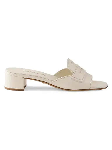 Prada Women's Leather Mules - Beige Khaki | Thumbnail 1 Prada Women's Leather Mules - Beige Khaki | Thumbnail 1