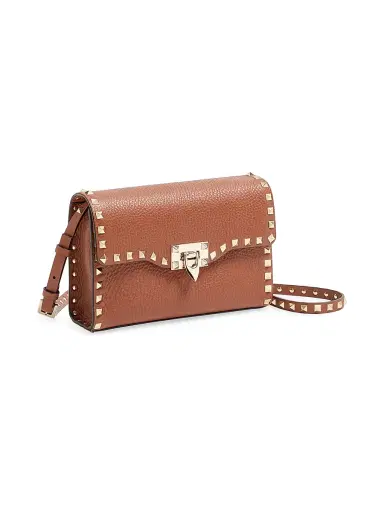 Valentino Garavani Women's Small Rockstud Grainy Calfskin Crossbody Bag - Saddle Brown | Thumbnail 6 Valentino Garavani Women's Small Rockstud Grainy Calfskin Crossbody Bag - Saddle Brown | Thumbnail 6