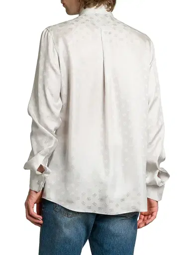 Dolce & Gabbana Men's Logo Jacquard Silk Shirt - Grigio Chiaro - Size 34 | Thumbnail 5 Dolce & Gabbana Men's Logo Jacquard Silk Shirt - Grigio Chiaro - Size 34 | Thumbnail 5