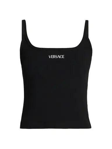 Versace Women's Rib-Knit Stretch Cotton Tank - Black - Size XL | Thumbnail 1 Versace Women's Rib-Knit Stretch Cotton Tank - Black - Size XL | Thumbnail 1