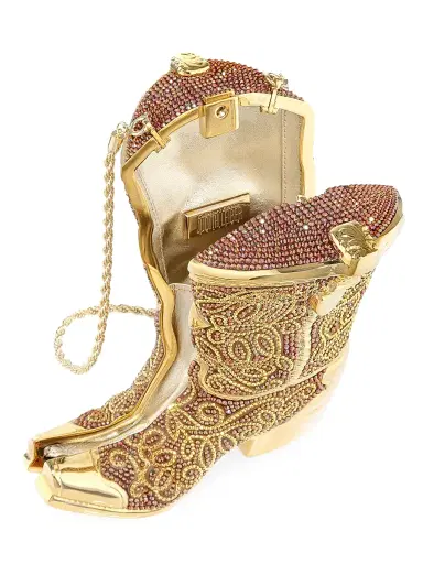 Judith Leiber Couture Women's Crystal-Embellished Cowboy-Boot Convertible Clutch - Champagne Brown Multi | Thumbnail 2 Judith Leiber Couture Women's Crystal-Embellished Cowboy-Boot Convertible Clutch - Champagne Brown Multi | Thumbnail 2