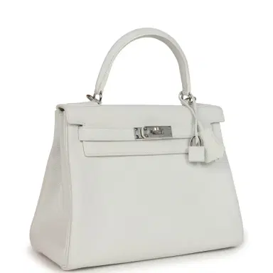 HERMÈS Hermes Kelly Retourne 28 White Clemence Palladium Hardware | Thumbnail 2 HERMÈS Hermes Kelly Retourne 28 White Clemence Palladium Hardware | Thumbnail 2
