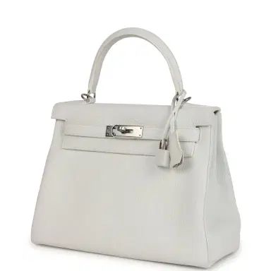 HERMÈS Hermes Kelly Retourne 28 White Clemence Palladium Hardware | Thumbnail 5 HERMÈS Hermes Kelly Retourne 28 White Clemence Palladium Hardware | Thumbnail 5