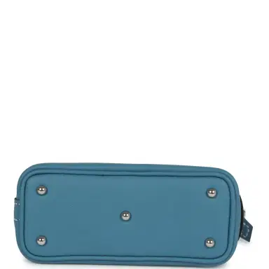 HERMÈS Hermes Mini Bolide Shark Bag Charm Blue Jean, Black and White Swift Palladium Hardware | Thumbnail 7 HERMÈS Hermes Mini Bolide Shark Bag Charm Blue Jean, Black and White Swift Palladium Hardware | Thumbnail 7
