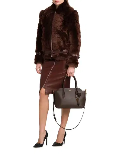 TOM FORD Women's Alexander Leather Top Handle Bag - Chocolate | Thumbnail 2 TOM FORD Women's Alexander Leather Top Handle Bag - Chocolate | Thumbnail 2