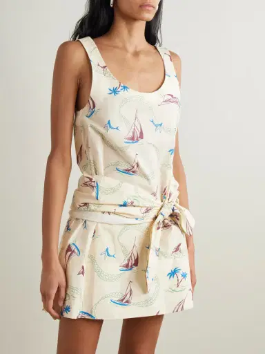 Rabanne Bow-detailed Printed Cotton Mini Dress | Thumbnail 3 Rabanne Bow-detailed Printed Cotton Mini Dress | Thumbnail 3
