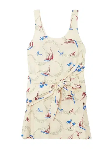 Rabanne Bow-detailed Printed Cotton Mini Dress | Thumbnail 1 Rabanne Bow-detailed Printed Cotton Mini Dress | Thumbnail 1