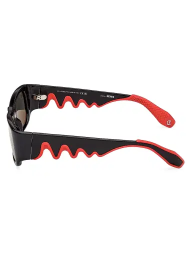 Christian Louboutin Women's Loubishark 53MM Rectangular Sunglasses - Black Smoke Red | Thumbnail 3 Christian Louboutin Women's Loubishark 53MM Rectangular Sunglasses - Black Smoke Red | Thumbnail 3