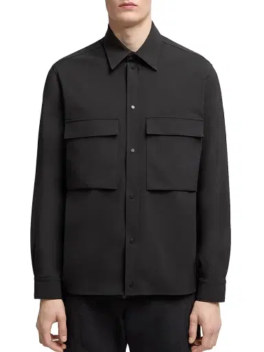 Moncler Men's Pocketed Snap Closure Shirt - Black | Thumbnail 2 Moncler Men's Pocketed Snap Closure Shirt - Black | Thumbnail 2