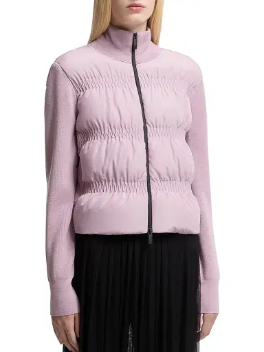 Moncler Women's Down Filled Cardigan in Wool - Dusty Pink | Thumbnail 2 Moncler Women's Down Filled Cardigan in Wool - Dusty Pink | Thumbnail 2