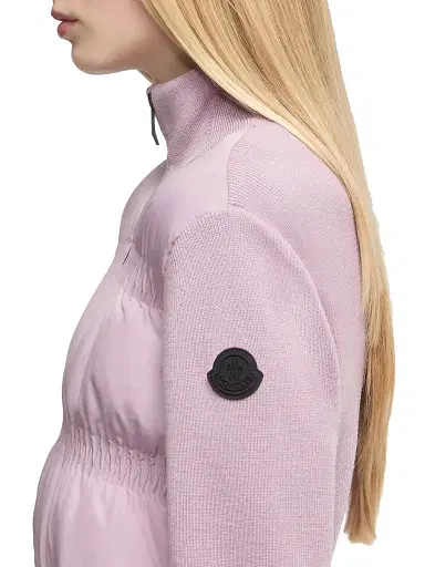 Moncler Women's Down Filled Cardigan in Wool - Dusty Pink | Thumbnail 4 Moncler Women's Down Filled Cardigan in Wool - Dusty Pink | Thumbnail 4