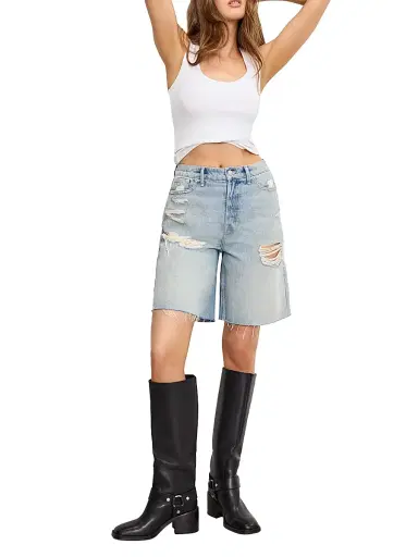 Good American Women's Good Extreme Barrel Shorts - Indigo | Thumbnail 2 Good American Women's Good Extreme Barrel Shorts - Indigo | Thumbnail 2