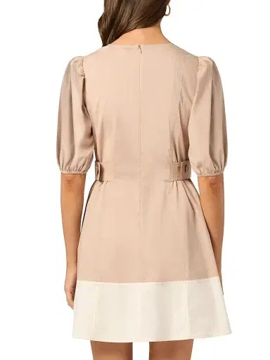 Shoshanna Women's Royce Puff-Sleeve Cotton Minidress - Light Taupe | Thumbnail 4 Shoshanna Women's Royce Puff-Sleeve Cotton Minidress - Light Taupe | Thumbnail 4
