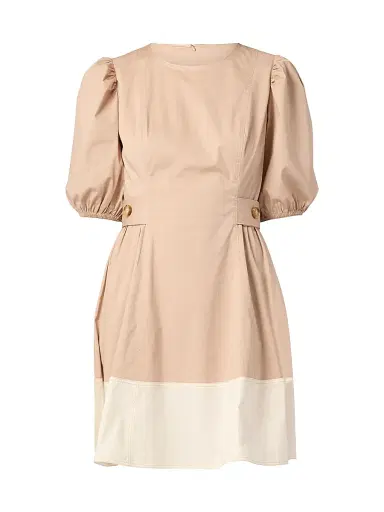Shoshanna Women's Royce Puff-Sleeve Cotton Minidress - Light Taupe | Thumbnail 1 Shoshanna Women's Royce Puff-Sleeve Cotton Minidress - Light Taupe | Thumbnail 1