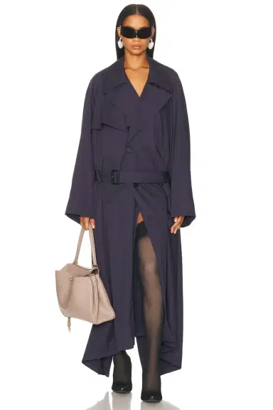 Balenciaga Draped Neck Trench Coat | Thumbnail 1 Balenciaga Draped Neck Trench Coat | Thumbnail 1