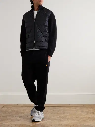 Moncler Logo-Appliquéd Quilted Shell-Panelled Cotton Down Cardigan - Men | Thumbnail 2 Moncler Logo-Appliquéd Quilted Shell-Panelled Cotton Down Cardigan - Men | Thumbnail 2