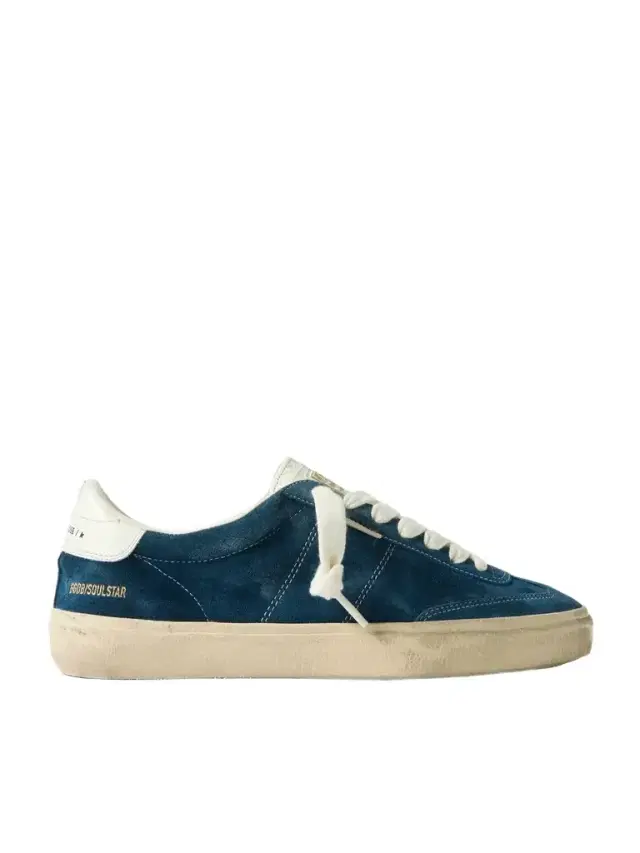 Soul-Star Distressed Leather-Trimmed Suede Sneakers - Men Soul-Star Distressed Leather-Trimmed Suede Sneakers - Men