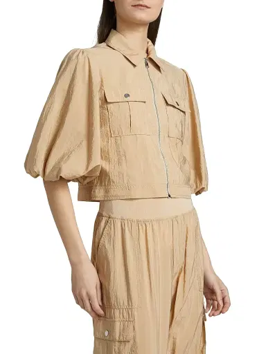 Cinq à Sept Women's Ottie Nylon Crop Jacket - Khaki | Thumbnail 4 Cinq à Sept Women's Ottie Nylon Crop Jacket - Khaki | Thumbnail 4