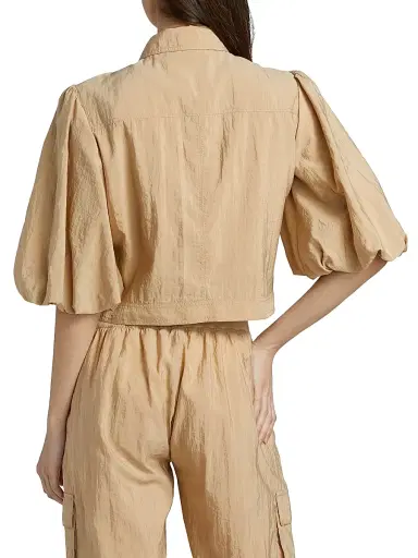 Cinq à Sept Women's Ottie Nylon Crop Jacket - Khaki | Thumbnail 5 Cinq à Sept Women's Ottie Nylon Crop Jacket - Khaki | Thumbnail 5