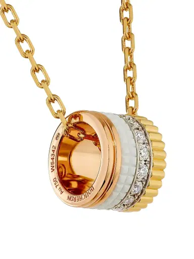 Boucheron Women's Quatre White Edition Tri-Tone 18K Gold, 0.23 TCW Diamond & HyCeram Pendant Necklace - Yellow Gold | Thumbnail 4 Boucheron Women's Quatre White Edition Tri-Tone 18K Gold, 0.23 TCW Diamond & HyCeram Pendant Necklace - Yellow Gold | Thumbnail 4