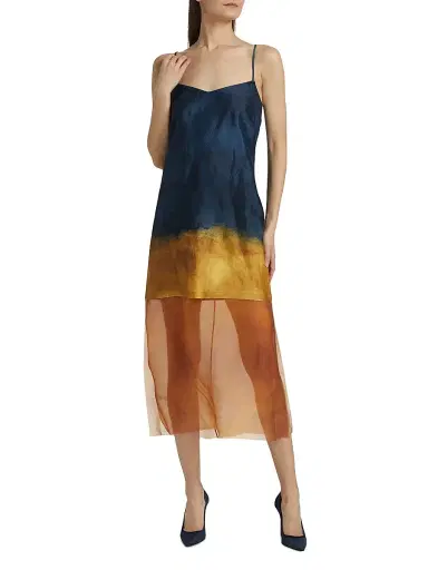 Jason Wu Collection Women's Painted Stripe Slip Dress - Navy Marigold | Thumbnail 2 Jason Wu Collection Women's Painted Stripe Slip Dress - Navy Marigold | Thumbnail 2