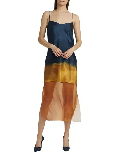 Jason Wu Collection Women's Painted Stripe Slip Dress - Navy Marigold | Thumbnail 3 Jason Wu Collection Women's Painted Stripe Slip Dress - Navy Marigold | Thumbnail 3