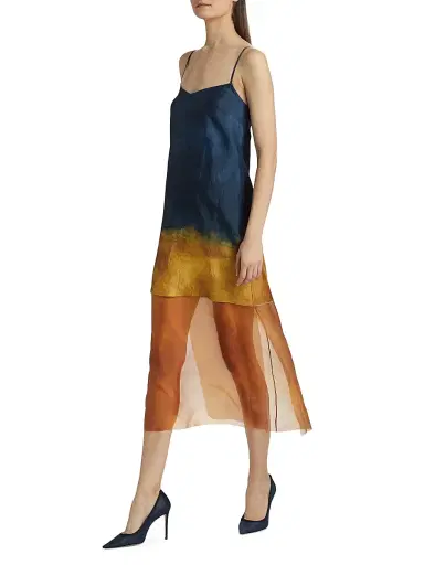 Jason Wu Collection Women's Painted Stripe Slip Dress - Navy Marigold | Thumbnail 4 Jason Wu Collection Women's Painted Stripe Slip Dress - Navy Marigold | Thumbnail 4