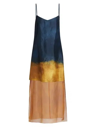 Jason Wu Collection Women's Painted Stripe Slip Dress - Navy Marigold | Thumbnail 1 Jason Wu Collection Women's Painted Stripe Slip Dress - Navy Marigold | Thumbnail 1