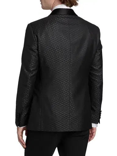 Emporio Armani Men's Tonal Check Virgin Wool-Silk Dinner Jacket - Dark Grey | Thumbnail 5 Emporio Armani Men's Tonal Check Virgin Wool-Silk Dinner Jacket - Dark Grey | Thumbnail 5