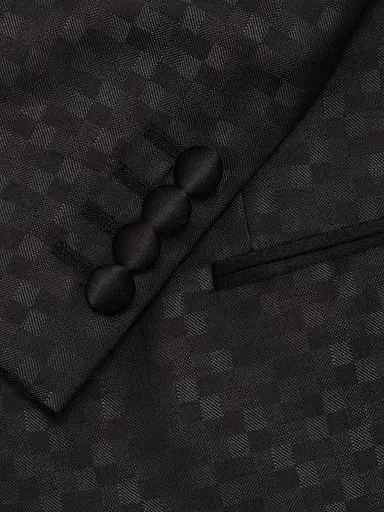 Emporio Armani Men's Tonal Check Virgin Wool-Silk Dinner Jacket - Dark Grey | Thumbnail 7 Emporio Armani Men's Tonal Check Virgin Wool-Silk Dinner Jacket - Dark Grey | Thumbnail 7