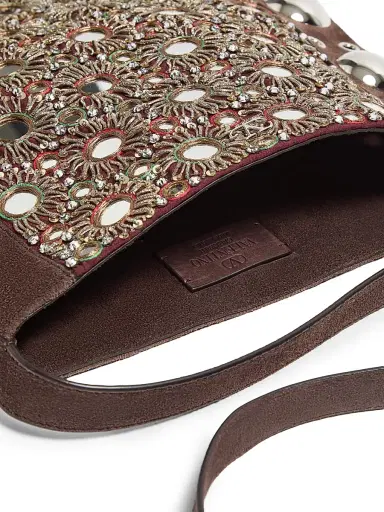 Valentino Garavani Women's Nellcote Embroidered Crossbody Bag - Brown Multicolor | Thumbnail 6 Valentino Garavani Women's Nellcote Embroidered Crossbody Bag - Brown Multicolor | Thumbnail 6