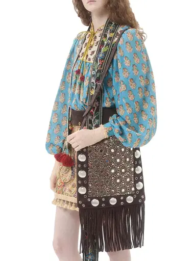 Valentino Garavani Women's Nellcote Embroidered Crossbody Bag - Brown Multicolor | Thumbnail 8 Valentino Garavani Women's Nellcote Embroidered Crossbody Bag - Brown Multicolor | Thumbnail 8