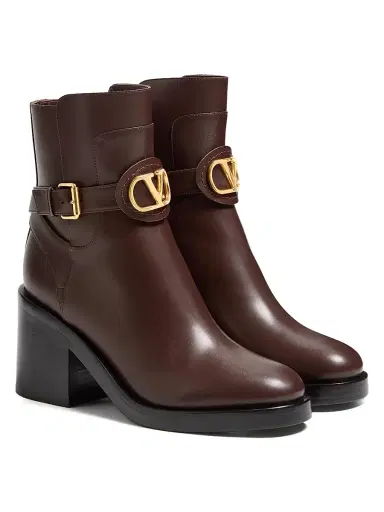 Valentino Garavani Women's VLogo Signature Calfskin Ankle 70MM Boots - Fondant | Thumbnail 2 Valentino Garavani Women's VLogo Signature Calfskin Ankle 70MM Boots - Fondant | Thumbnail 2