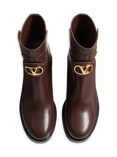 Valentino Garavani Women's VLogo Signature Calfskin Ankle 70MM Boots - Fondant | Thumbnail 4 Valentino Garavani Women's VLogo Signature Calfskin Ankle 70MM Boots - Fondant | Thumbnail 4