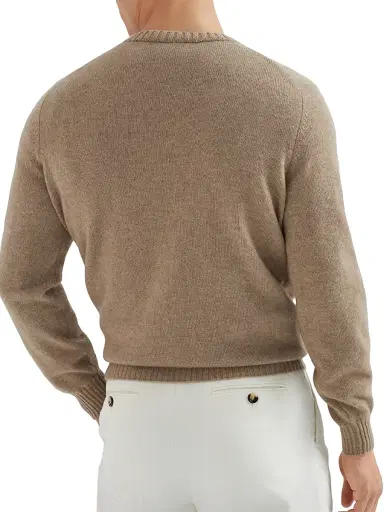 Brunello Cucinelli Men's Cashmere Sweater - Brown | Thumbnail 3 Brunello Cucinelli Men's Cashmere Sweater - Brown | Thumbnail 3