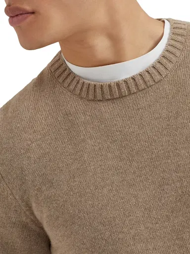 Brunello Cucinelli Men's Cashmere Sweater - Brown | Thumbnail 4 Brunello Cucinelli Men's Cashmere Sweater - Brown | Thumbnail 4