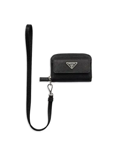 Prada Men's Saffiano Leather Coin Purse - Black | Thumbnail 1 Prada Men's Saffiano Leather Coin Purse - Black | Thumbnail 1