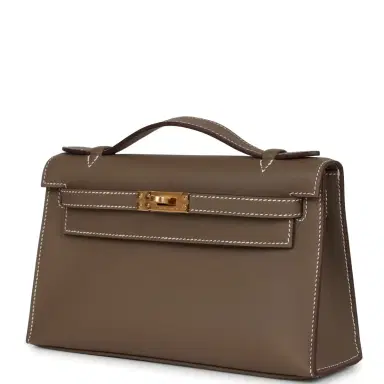 HERMÈS Hermes Kelly Pochette Etoupe Swift Gold Hardware | Thumbnail 3 HERMÈS Hermes Kelly Pochette Etoupe Swift Gold Hardware | Thumbnail 3