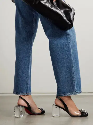 Christian Louboutin Minny Bubble 70 Buckled Glossed And Pvc Slingback Pumps | Thumbnail 2 Christian Louboutin Minny Bubble 70 Buckled Glossed And Pvc Slingback Pumps | Thumbnail 2