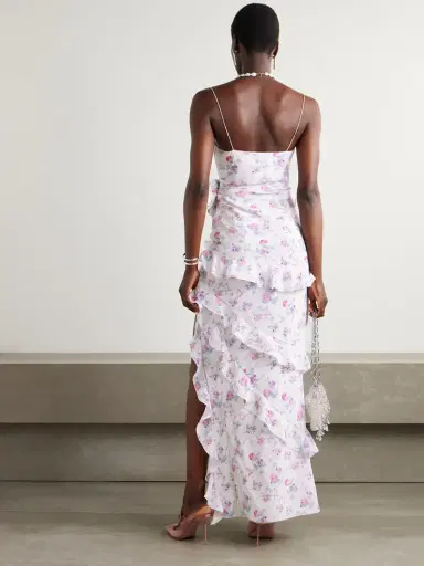 Alessandra Rich Ruffled Floral-print Silk-satin Gown | Thumbnail 3 Alessandra Rich Ruffled Floral-print Silk-satin Gown | Thumbnail 3
