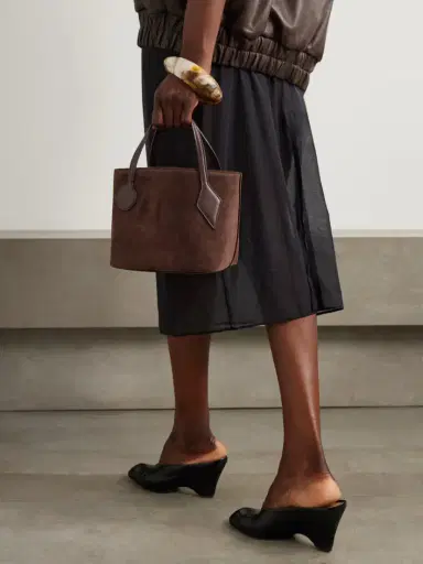 Liffner Micro Leather-trimmed Suede Tote | Thumbnail 2 Liffner Micro Leather-trimmed Suede Tote | Thumbnail 2