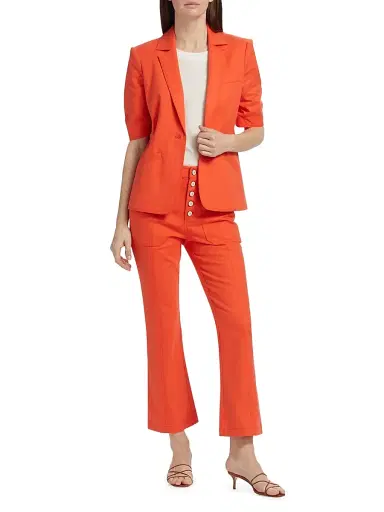 Cinq à Sept Women's Khloe Short-Sleeve Blazer - Cherry Tomato | Thumbnail 2 Cinq à Sept Women's Khloe Short-Sleeve Blazer - Cherry Tomato | Thumbnail 2